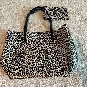Kate spade leopard tote and zip pouch